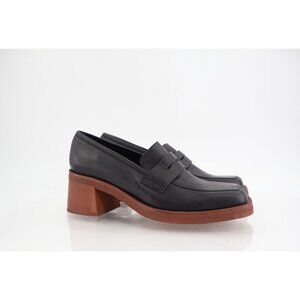 Alohas Roxanne Black Leather Loafer Pump Clog Block Chunky Heel 41 EU 10 10.5 US